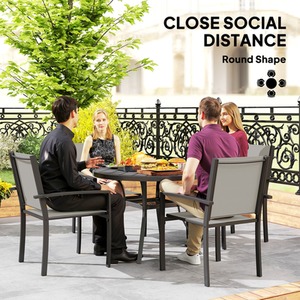 Outsunny 5 Piece Garden Furniture Set with 4 Stackable Chairs - Dark Grey by Outsunny