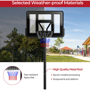 5.5-10FT Portable Basketball Hoop Basketball Goal System - Black by Costway