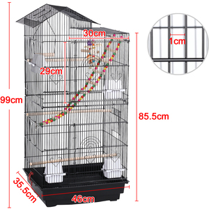 Metal Large Roof Top Bird Cage with Swing - Black by Yaheetech