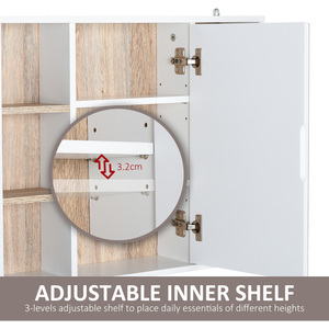 HOMCOM Bathroom Mirror Cabinet, Wall Mounted Medicine Cabinet with Shelf - White by HOMCOM