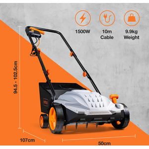 1500W Electric Lawn Scarifier - Grey by VonHaus