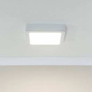 Lacey IP44 Integrated LED Square Flush Recessed Bathroom Ceiling Light - White by ValueLights