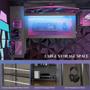 Reversible L Shaped LED Light Gaming desk - Black by Chilli Seating