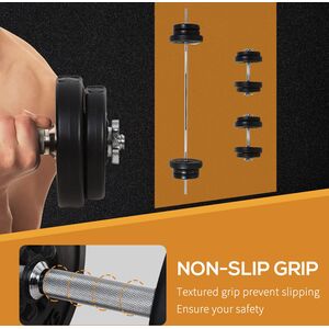 HOMCOM 65kg Adjustable Barbell Weights Set for Home Gym - Black by HOMCOM