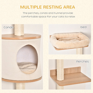 PawHut Wall-Mounted Cat Tree Shelter with Cat House - Brown by PawHut