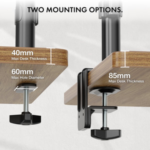 Height Adjustable Three Screen Mount with Clamp and Gas Spring Arms - Black by VonHaus