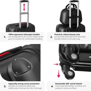 tectake Suitcase Set 4-Piece Pucci - Black by tectake