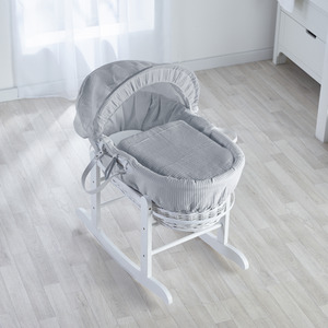 Grey Waffle White Wicker Moses Basket - Grey by Kinder Valley