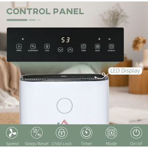 HOMCOM 16L Day 4L Portable Quiet Dehumidifier Home Laundry - White by HOMCOM