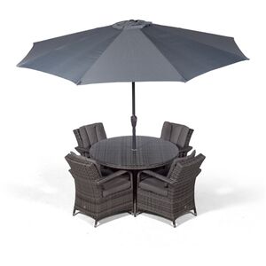 Arizona Round Rattan Patio Dining Set - Grey / 9 by Giardino