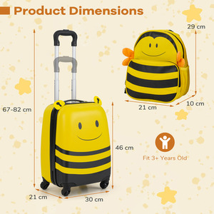 2-Piece Kid's Luggage Set - Yellow by Costway