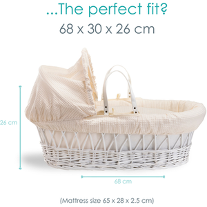 Waffle White Wicker Moses Basket - Cream by Clair de Lune