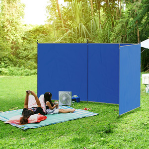 Outsunny Camping Windbreak, Foldable Portable Wind Blocker - Blue by Outsunny