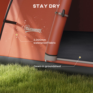 Outsunny 3000mm Waterproof Camping Tent with Porch and Sewn in Floor by Outsunny