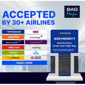 RyanAir Approved Cabin Holdall on Wheels - 20L, 40x25x20cm by Bordlite