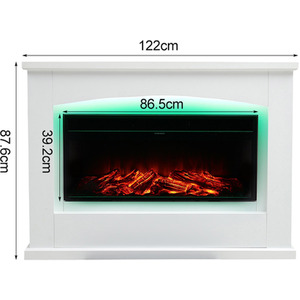 Recessed Electric Fireplace with LED Lighting and MDF Surround - White / 220 - 240 V by Livingandhome