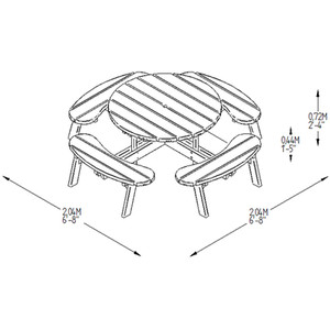 Circular Picnic Table - Natural / Without Backrests by Forest