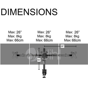 DIHL Triple Arm Screen Desk Mount - Black by DIHL