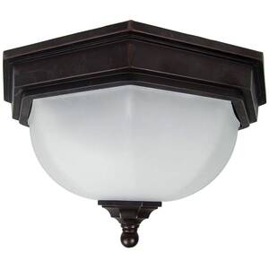 Fairford 2 Light Bathroom Flush Ceiling Lantern Bronze IP44, E27 - Bronze