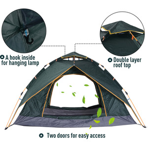 Outsunny Three Man Pop Up Tent Camping - Dark Green by Outsunny