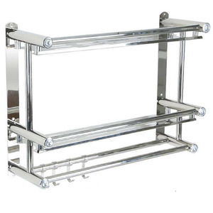 Chrome Bathroom Shelves with Towel Rail - Chrome by Livingandhome