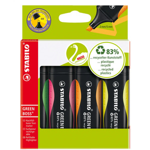 STABILO GREEN BOSS Eco-Friendly Highlighter Pack of 4 - Multi / Neon by STABILO