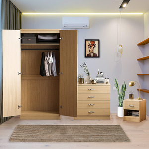 Riano Trio Bedroom Set - Pine / 75cm / MDF by Vida Designs