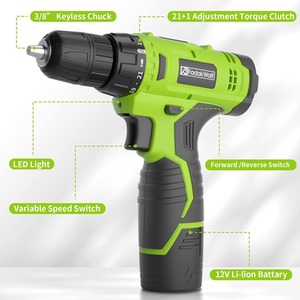 Cordless Drill Set 12V Electric Screwdriver Kit - Green