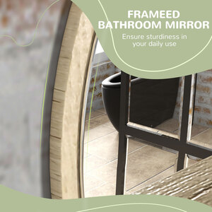 kleankin Round Bathroom Mirror with Shelf Wall Mounted Makeup Mirror by kleankin