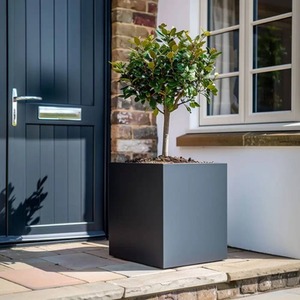 Zinc Galvanised Matte Grey Square Planter by Woven Wood