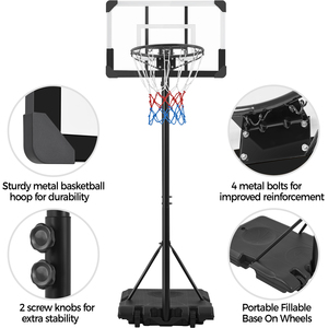 Basketball Hoop with PVC Backboard and Wheels - Black/White by Yaheetech