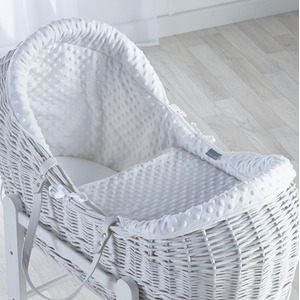 Dimple White Pod Moses Basket with Little Gem Rocking Stand - White by Kinder Valley