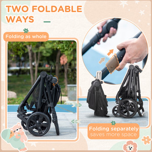 HOMCOM 2 in 1 Pushchair with Reversible Seat Baby Stroller - Black by HOMCOM