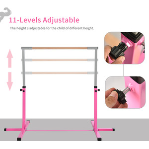 HOMCOM Adjustable Kids Gymnastics Training Bar - Pink by HOMCOM