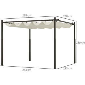 Outsunny 3 x 3(m) Outdoor Pergola with Retractable Roof - Cream by Outsunny