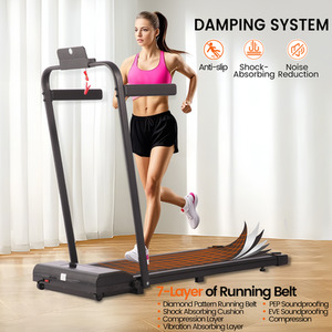 2 in 1 Foldable Home Fitness Walking Running Treadmill With Handrail - Grey