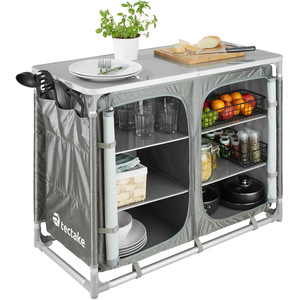 Camping Kitchen with 6 Shelves - Grey by tectake