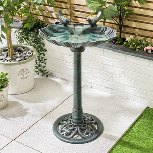 Clam Shell Pedestal Bird Bath - Green by Christow