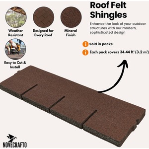 Premium Bitumen Roof Shingles for Sheds, Gazebos, and Outdoor Buildings 20 Pcs - Brown by NOVECRAFTO