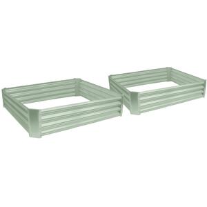 Square Galvanised Steel Raised Garden Beds - 120cm x 120cm - Green - Pack of 2 - Green
