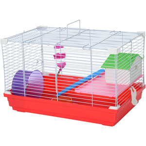 Pawhut Hamster Cage Small Pet Animal Travel Cage - Red and White by Pawhut