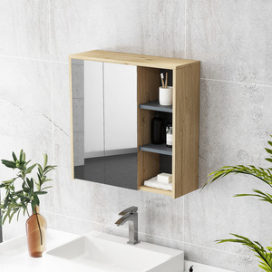 HOMCOM Bathroom Wall Mounted Mirror Cabinet Natural by HOMCOM