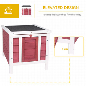 PawHut Wooden Pet Hutch Small Animal House - Red by PawHut