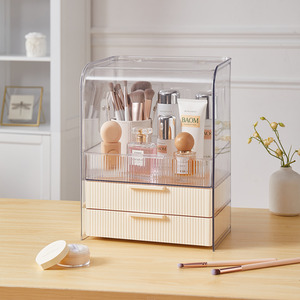 Clear Desktop Makeup Organiser with Two Drawers by komore