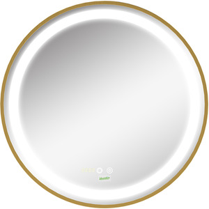 kleankin Round LED Bathroom Mirror Dimmable Wall-Mounted with 3 Light Colours - Gold by kleankin