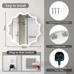 Bathroom Illuminated Vanity Mirror - Silver by Costway