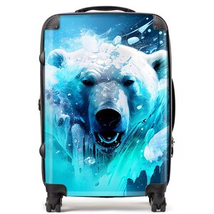 Polar Bear Face Splashart Suitcase - Brown / 80l by Warren Reed - Designer