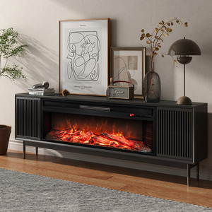 86CM Electric Fireplace 5000 BTU Recessed Fireplace - Black by Costway