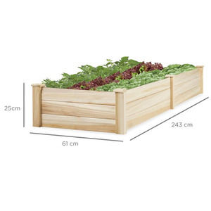 Rectangular Wooden Raised Garden Bed - Brown by Livingandhome