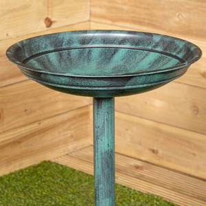 63cm Tall 40cm Diameter Traditional Resin Garden Bird Bath - Green by Samuel Alexander